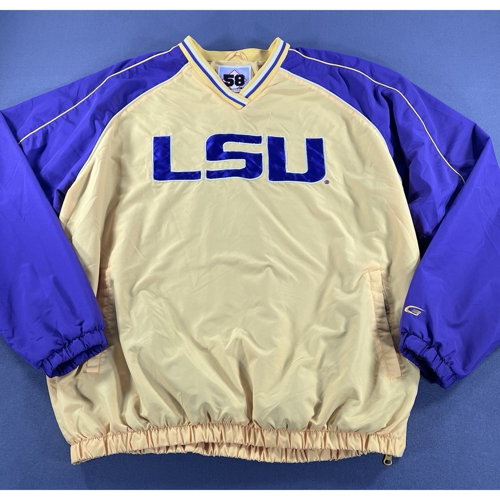 LSU Tigers XL Purple & Gold V Neck Jacket College Football Pullover Windbreaker